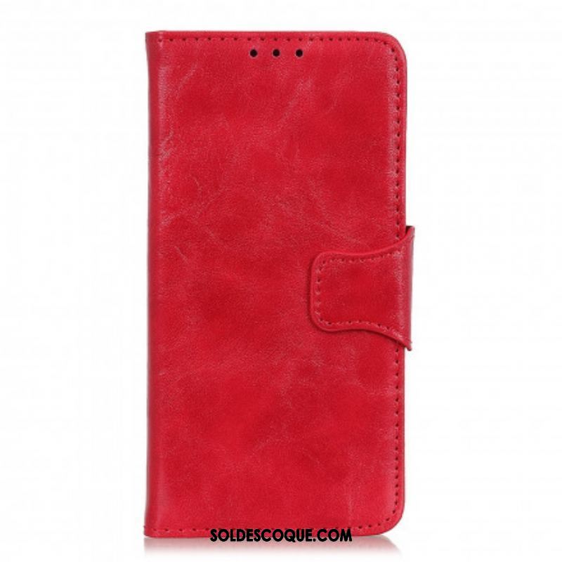 Housse Oppo Reno 6 5G Cuir Fendu Fermoir Réversible