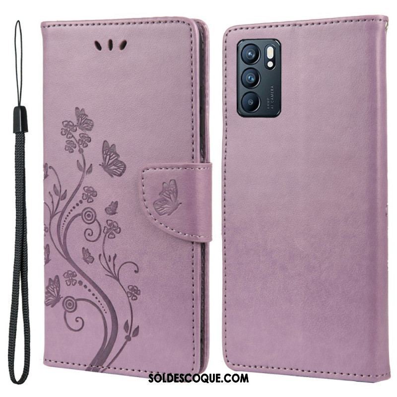 Housse Oppo Reno 6 5G Papillons et Fleurs