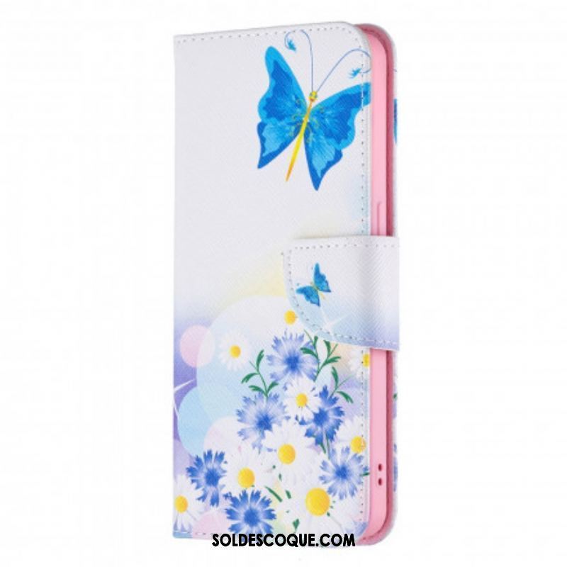 Housse Oppo Reno 6 5G Papillons et Fleurs Peints