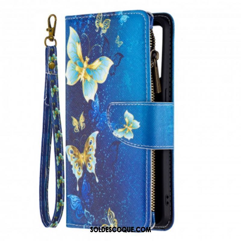 Housse Oppo Reno 6 5G Poche Zippée Papillons