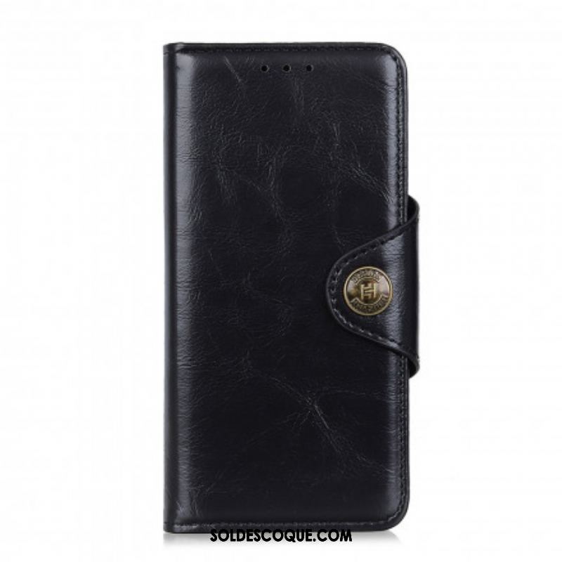 Housse Oppo Reno 6 5G Simili Cuir Bouton Vintage