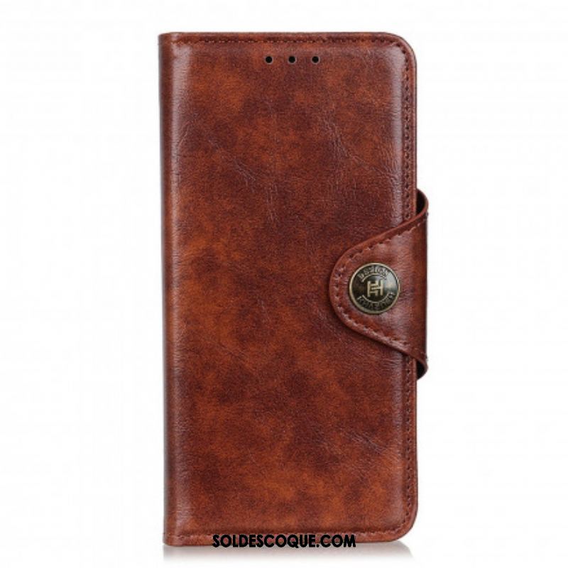 Housse Oppo Reno 6 5G Simili Cuir Bouton Vintage