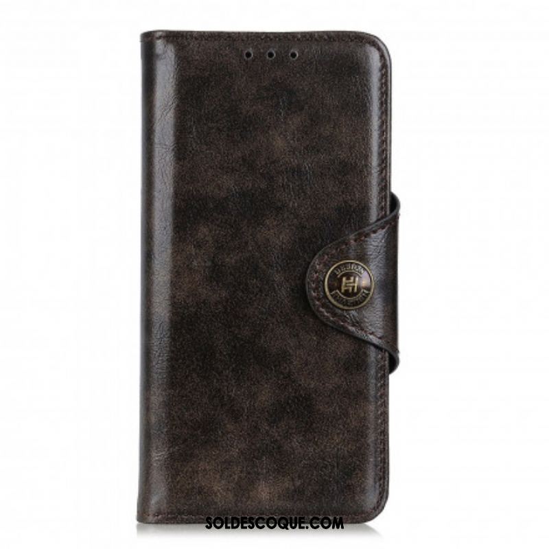 Housse Oppo Reno 6 5G Simili Cuir Bouton Vintage