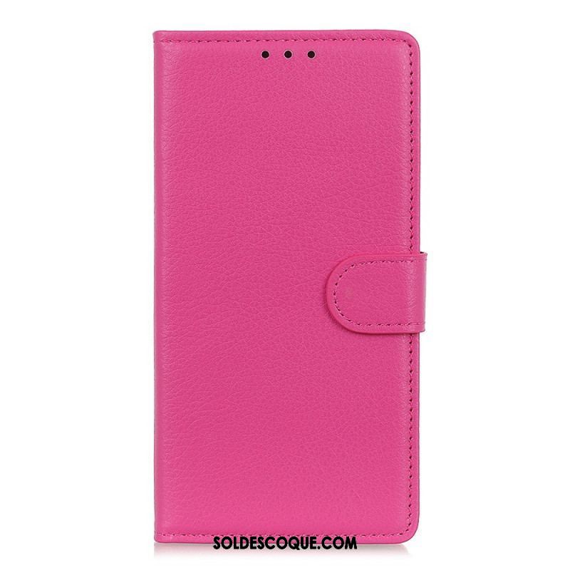 Housse Oppo Reno 8 Lite Style Cuir Litchi Traditionnel