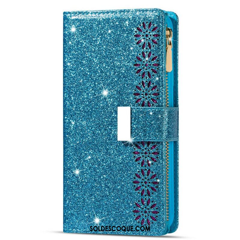 Housse Samsung Galaxy A42 5G Paillettes Portefeuille Zip