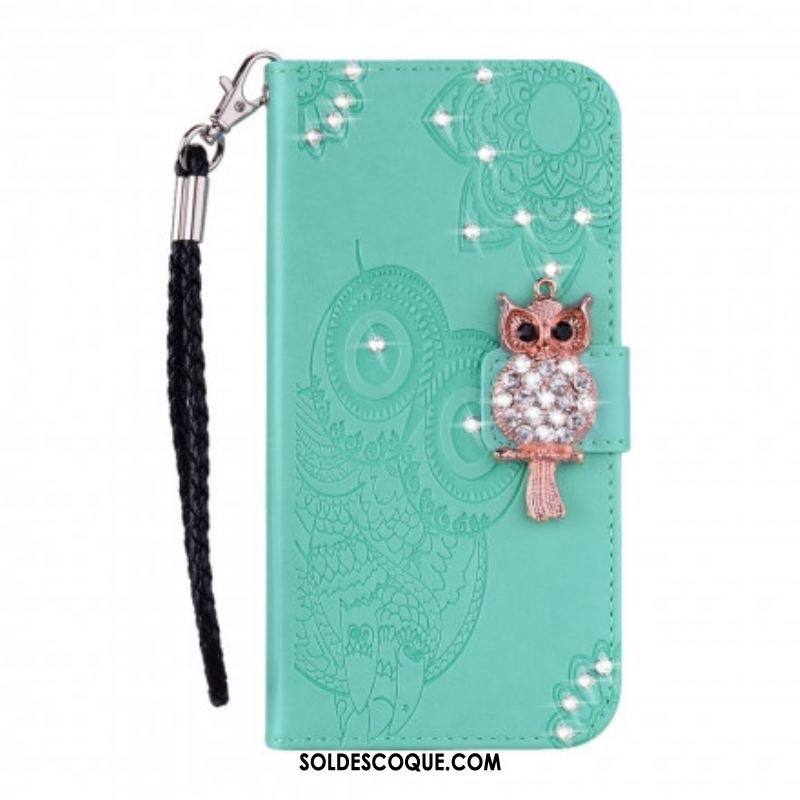 Housse Samsung Galaxy A52 4G / A52 5G / A52s 5G Hibou Mandala et Breloque