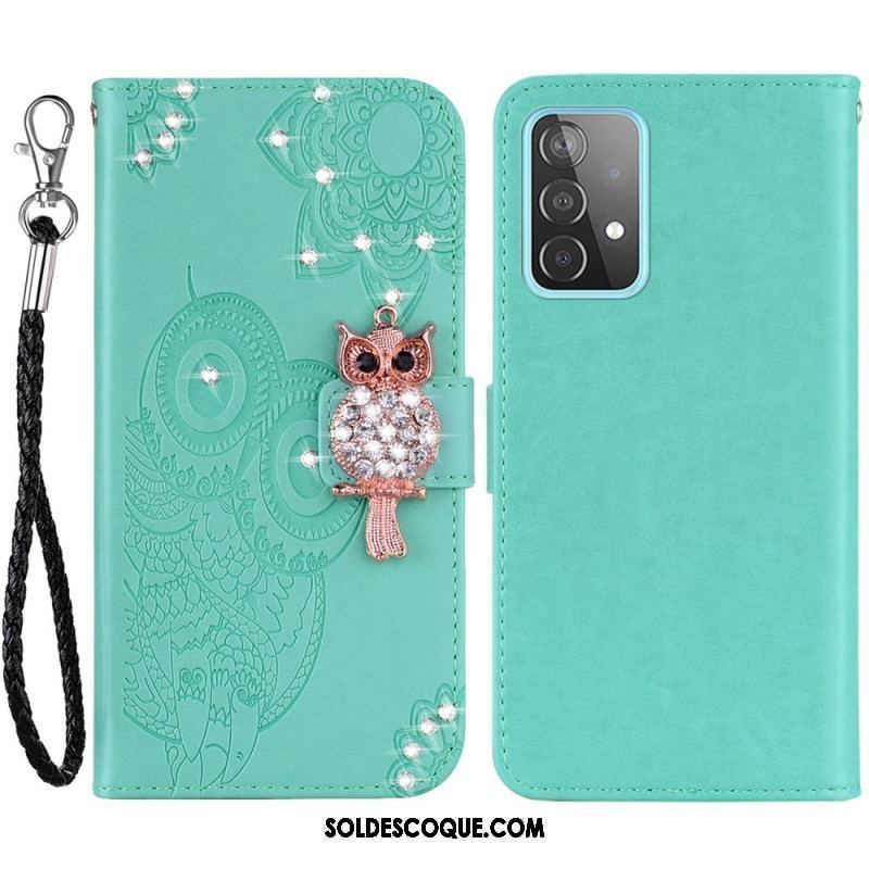 Housse Samsung Galaxy A53 5G Hibou Mandala et Breloque