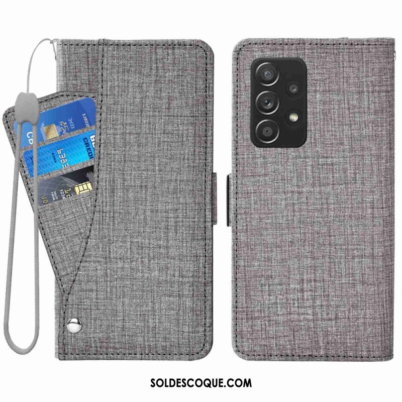 Housse Samsung Galaxy A53 5G Jeans avec Porte-Cartes Rotatif