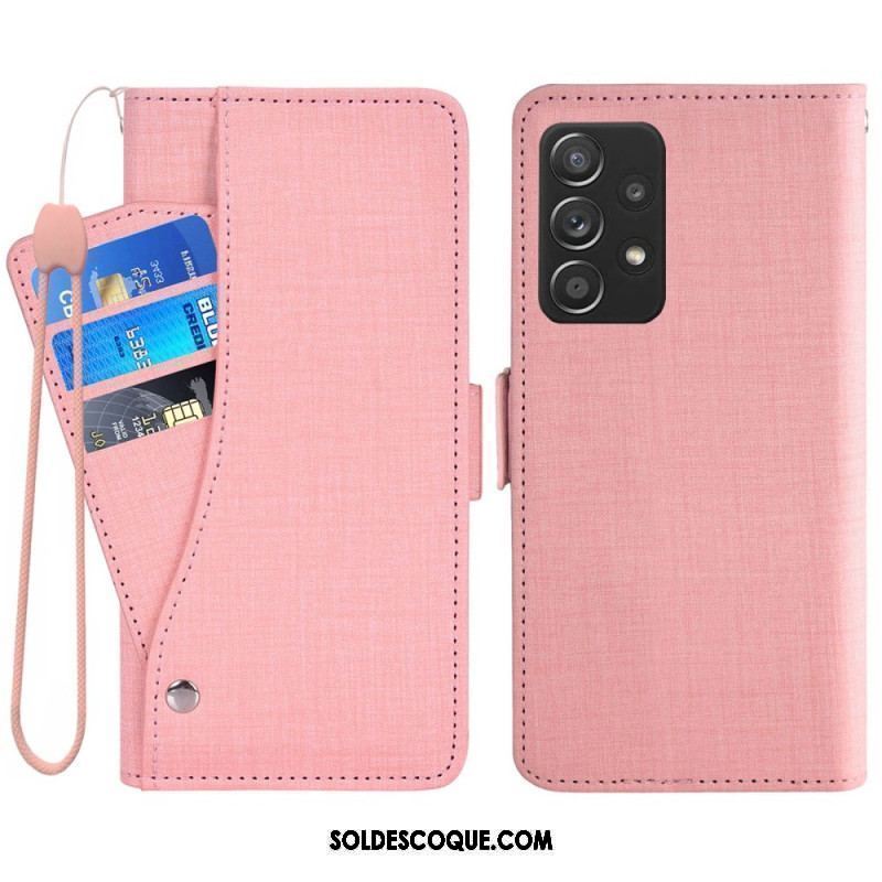 Housse Samsung Galaxy A53 5G Jeans avec Porte-Cartes Rotatif