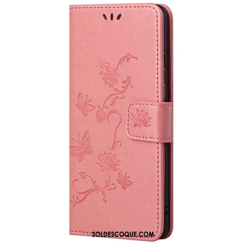 Housse Samsung Galaxy M23 5G Fleurs à Lanière