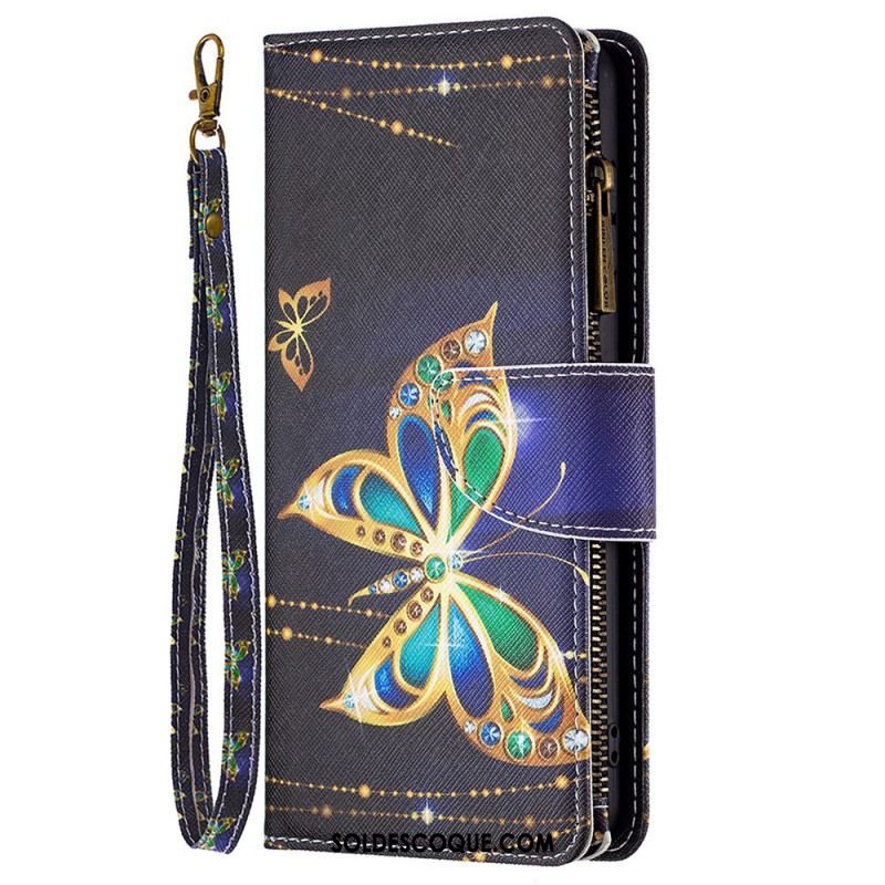 Housse Samsung Galaxy M23 5G Papillons Porte-monnaie et lanière