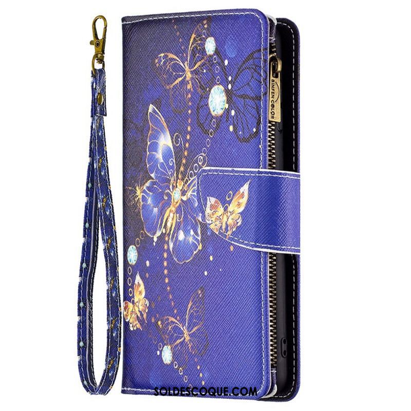 Housse Samsung Galaxy M23 5G Papillons Porte-monnaie et lanière