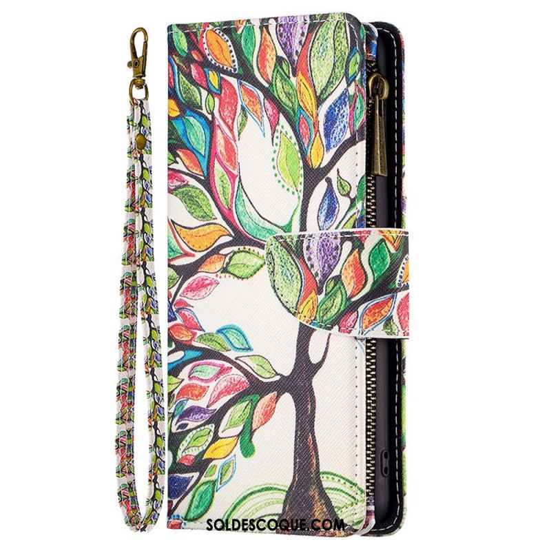 Housse Samsung Galaxy M23 5G Porte-Monnaie et Lanière Arbre