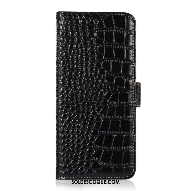 Housse Samsung Galaxy M23 5G Véritable cuir Style Crocodile