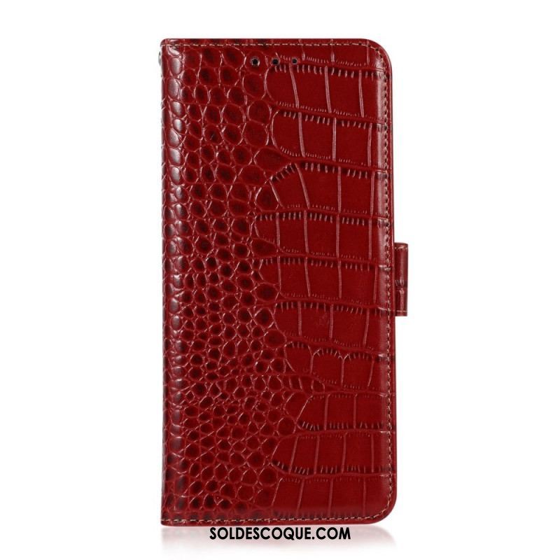 Housse Samsung Galaxy M23 5G Véritable cuir Style Crocodile