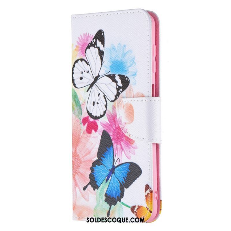 Housse Samsung Galaxy M32 Papillons et Fleurs Peints