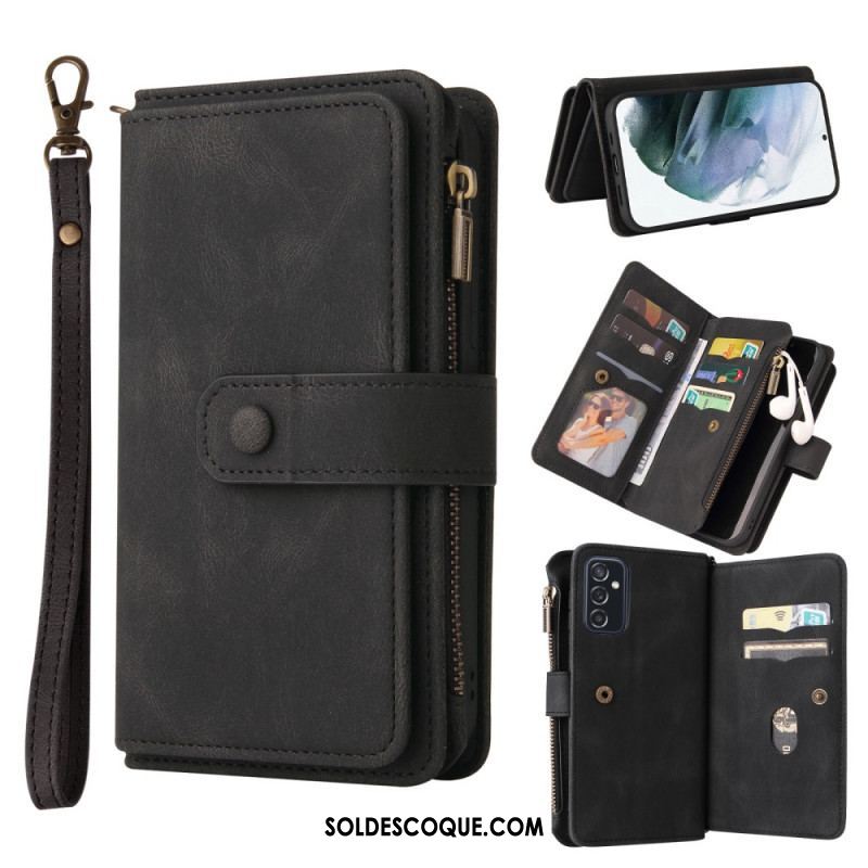 Housse Samsung Galaxy M52 5G Porte-Monnaie à Lanière