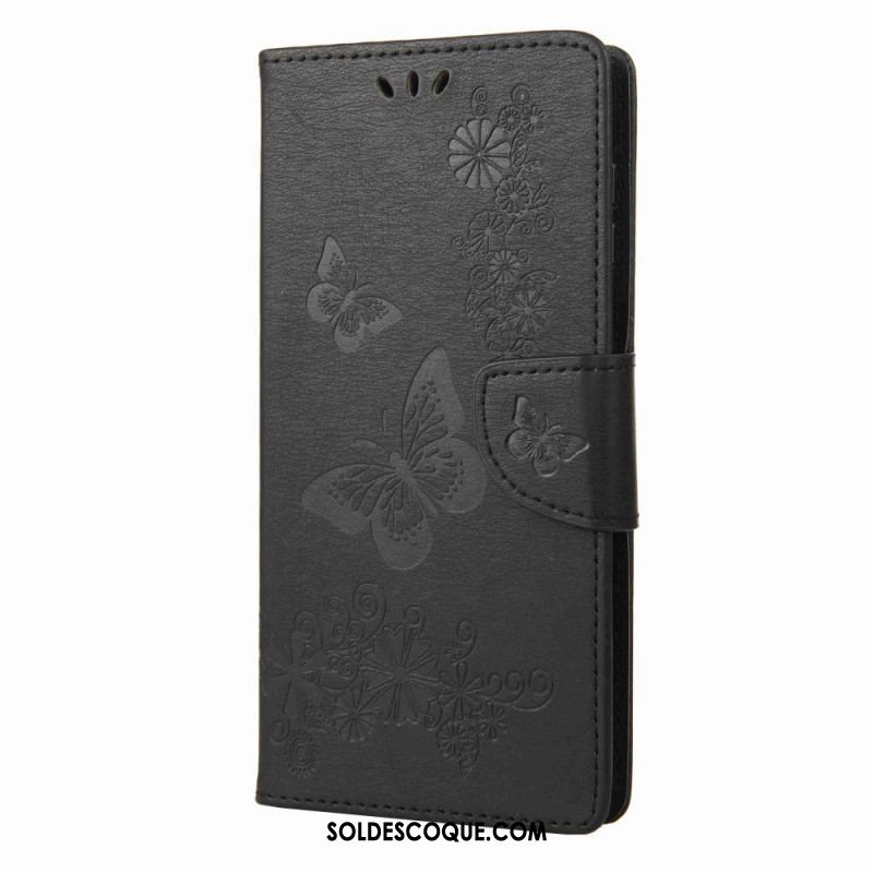 Housse Samsung Galaxy M53 5G Design Papillons à Lanière