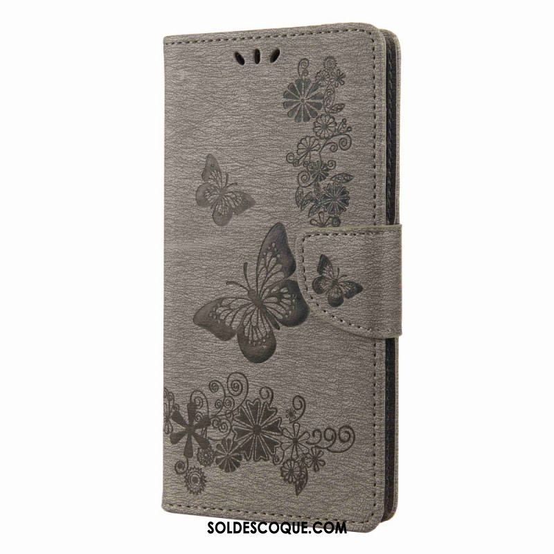 Housse Samsung Galaxy M53 5G Design Papillons à Lanière