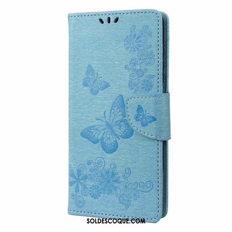 Housse Samsung Galaxy M53 5G Design Papillons à Lanière