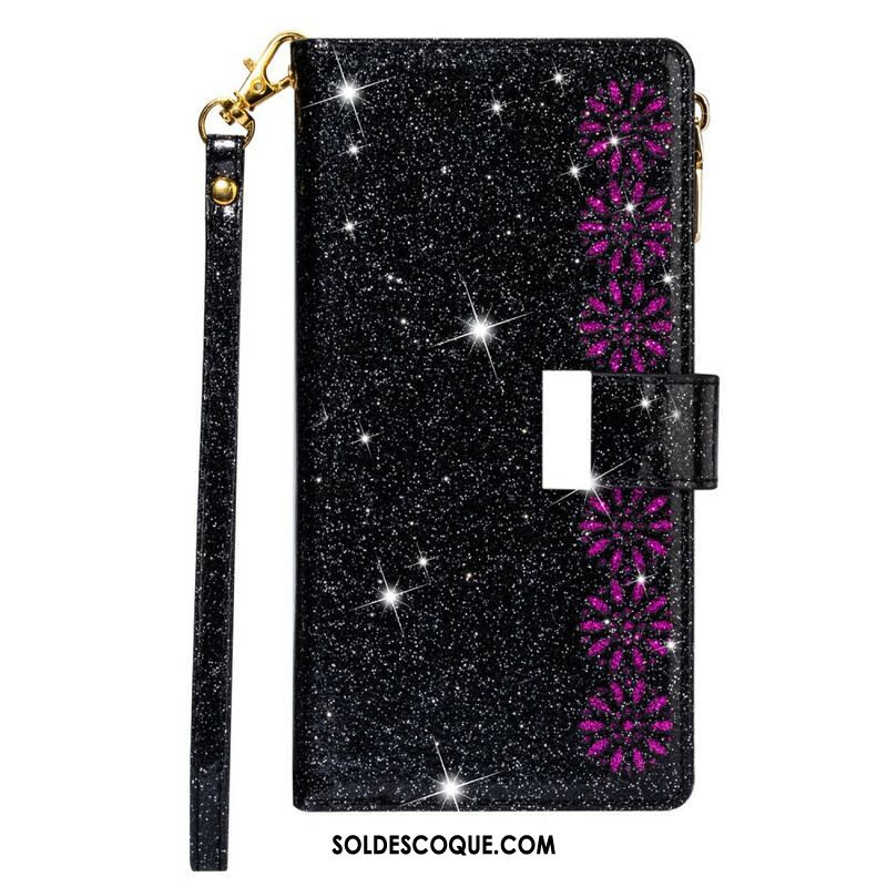 Housse Samsung Galaxy Note 20 Paillettes Portefeuille Zip