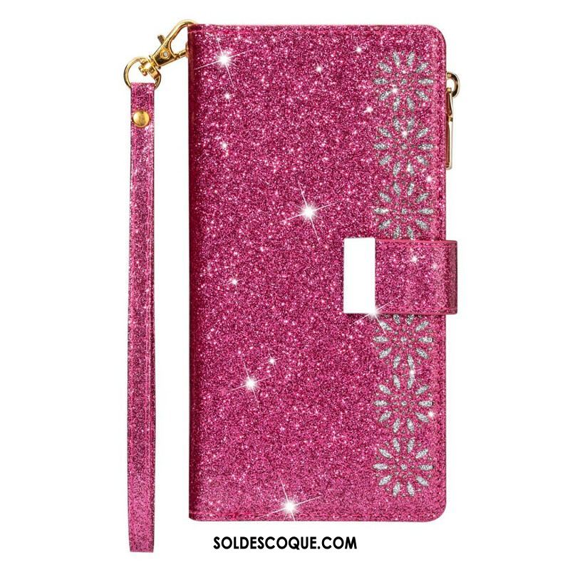 Housse Samsung Galaxy Note 20 Paillettes Portefeuille Zip