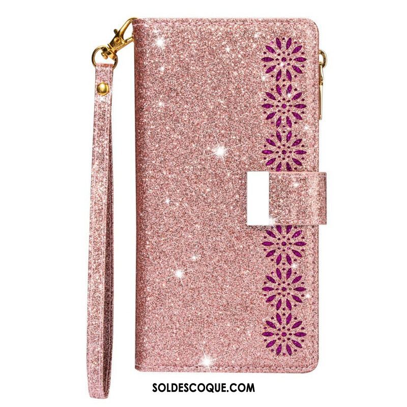 Housse Samsung Galaxy Note 20 Ultra Paillettes Portefeuille Zip