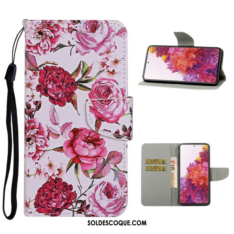 Housse Samsung Galaxy S20 FE Fleurs Magistrales avec Lanière