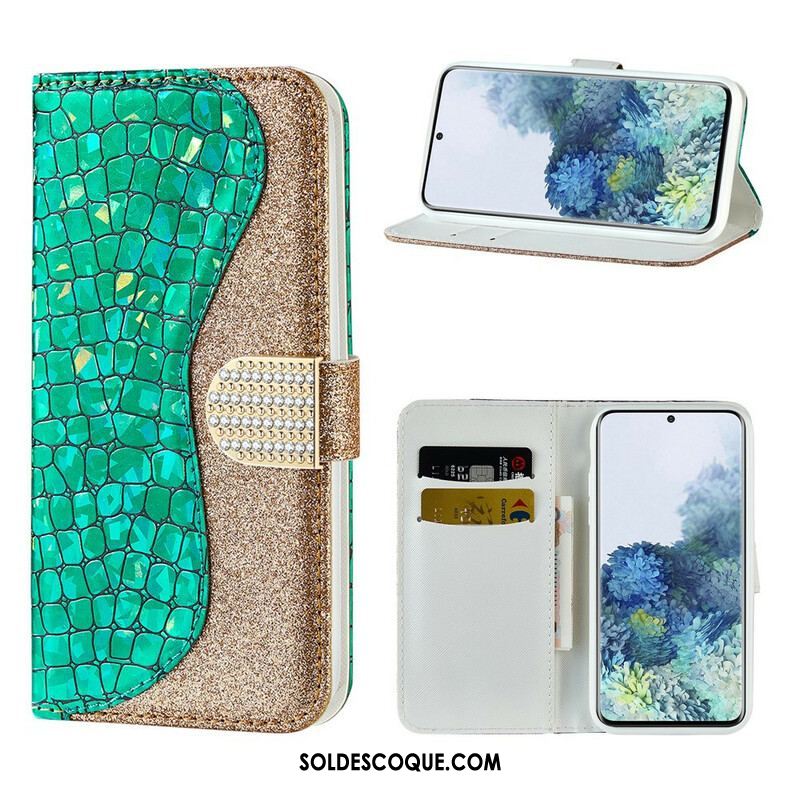 Housse Samsung Galaxy S21 5G Croco Diamants