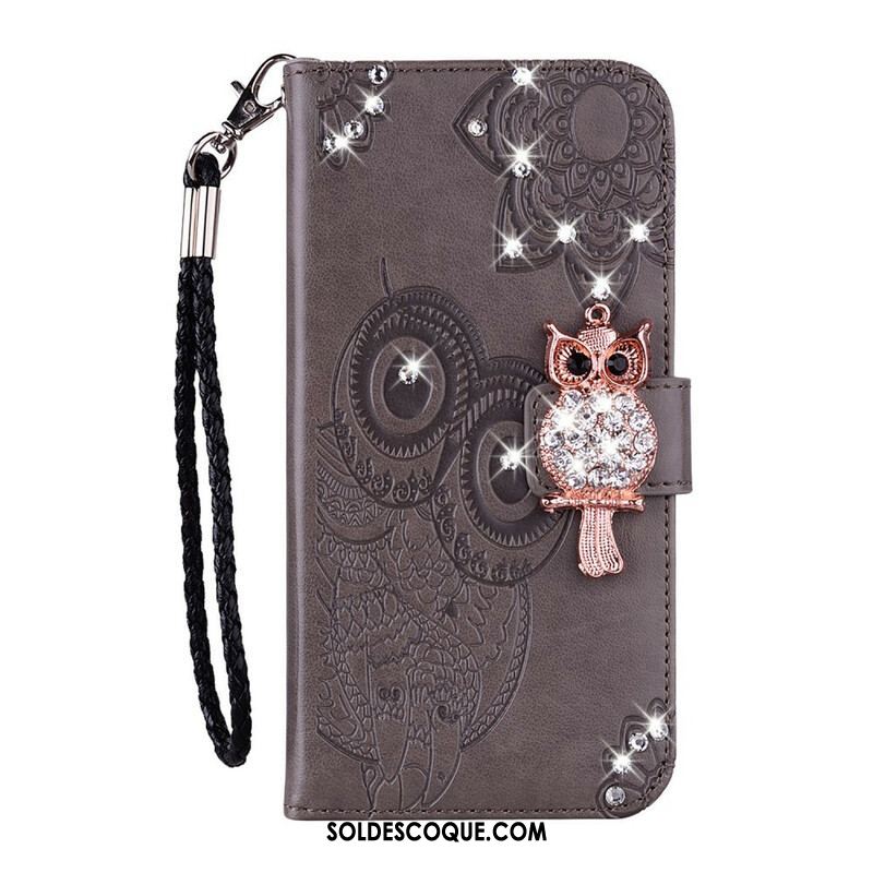 Housse Samsung Galaxy S21 5G Hibou Mandala et Breloque