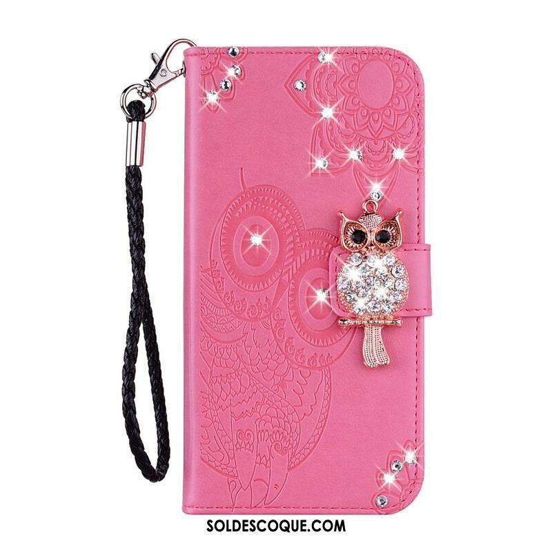 Housse Samsung Galaxy S21 5G Hibou Mandala et Breloque