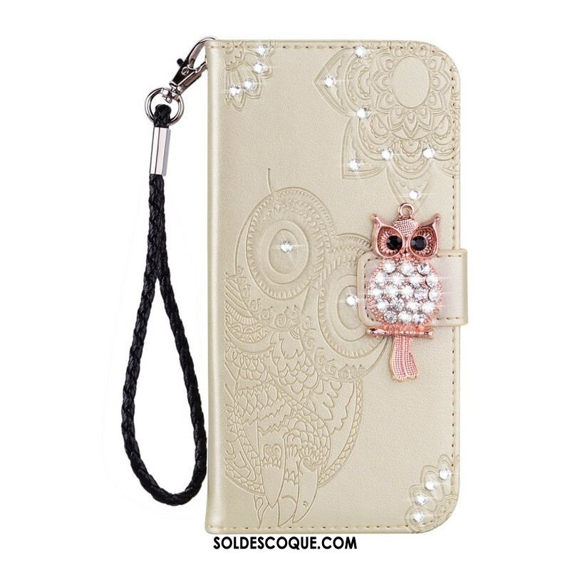 Housse Samsung Galaxy S21 5G Hibou Mandala et Breloque