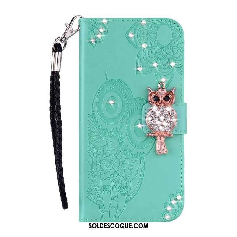 Housse Samsung Galaxy S21 5G Hibou Mandala et Breloque