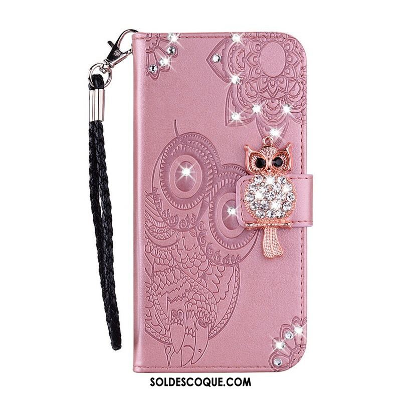 Housse Samsung Galaxy S21 5G Hibou Mandala et Breloque