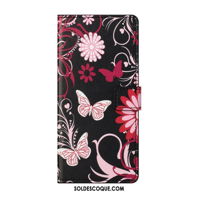 Housse Samsung Galaxy S21 5G Papillons et Fleurs