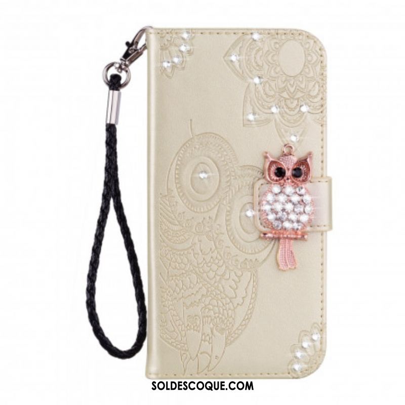 Housse Samsung Galaxy S21 Ultra 5G Hibou Mandala et Breloque