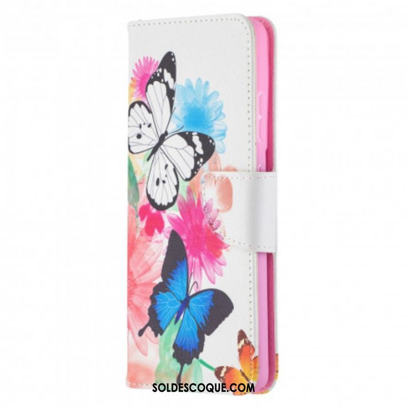 Housse Samsung Galaxy S21 Ultra 5G Papillons et Fleurs Peints