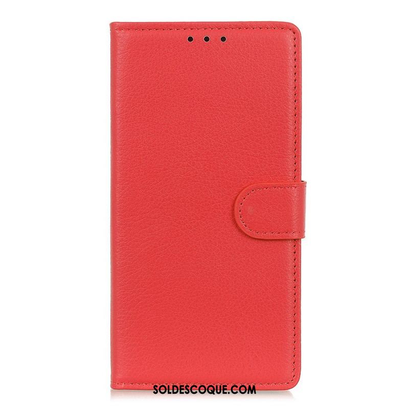 Housse Samsung Galaxy S22 5G Cuir Litchi Traditionnel