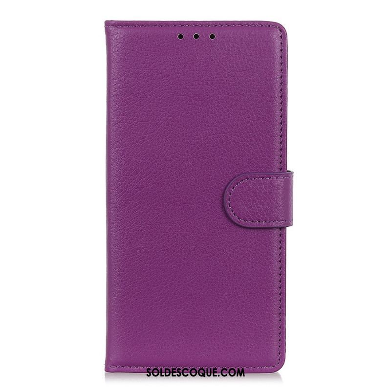 Housse Samsung Galaxy S22 5G Cuir Litchi Traditionnel