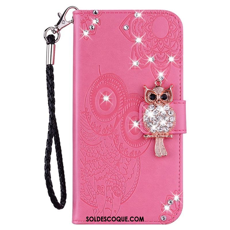 Housse Samsung Galaxy S22 5G Hibou Mandala et Breloque