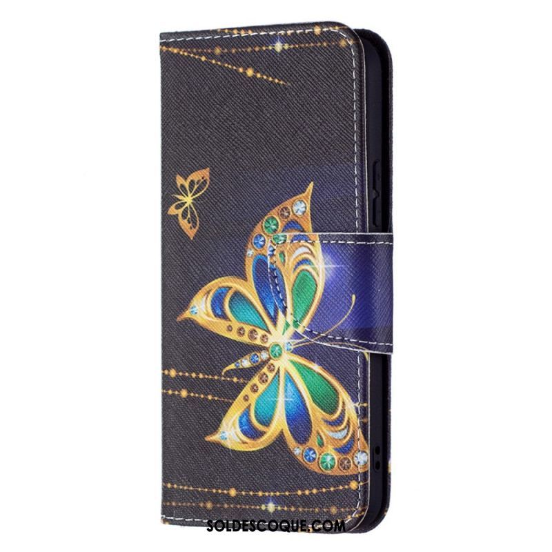 Housse Samsung Galaxy S22 5G Papillons Dorés