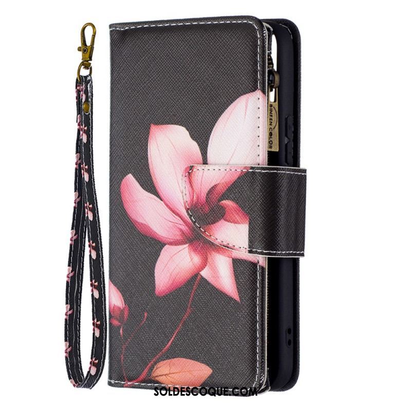 Housse Samsung Galaxy S22 5G Poche Zippée Fleur