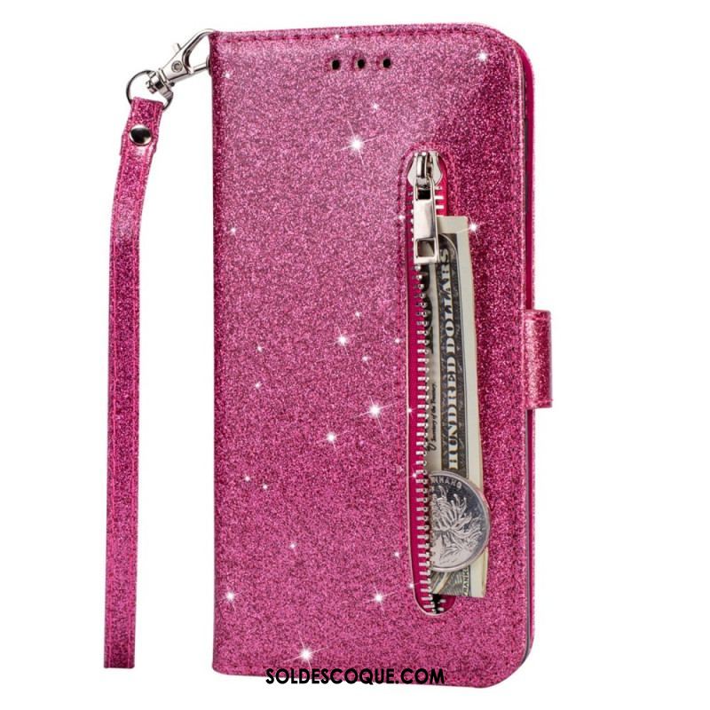 Housse Samsung Galaxy S22 5G Porte-Monnaie Paillettes