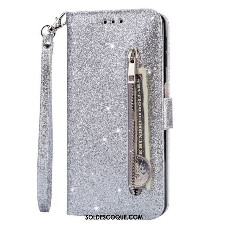 Housse Samsung Galaxy S22 5G Porte-Monnaie Paillettes