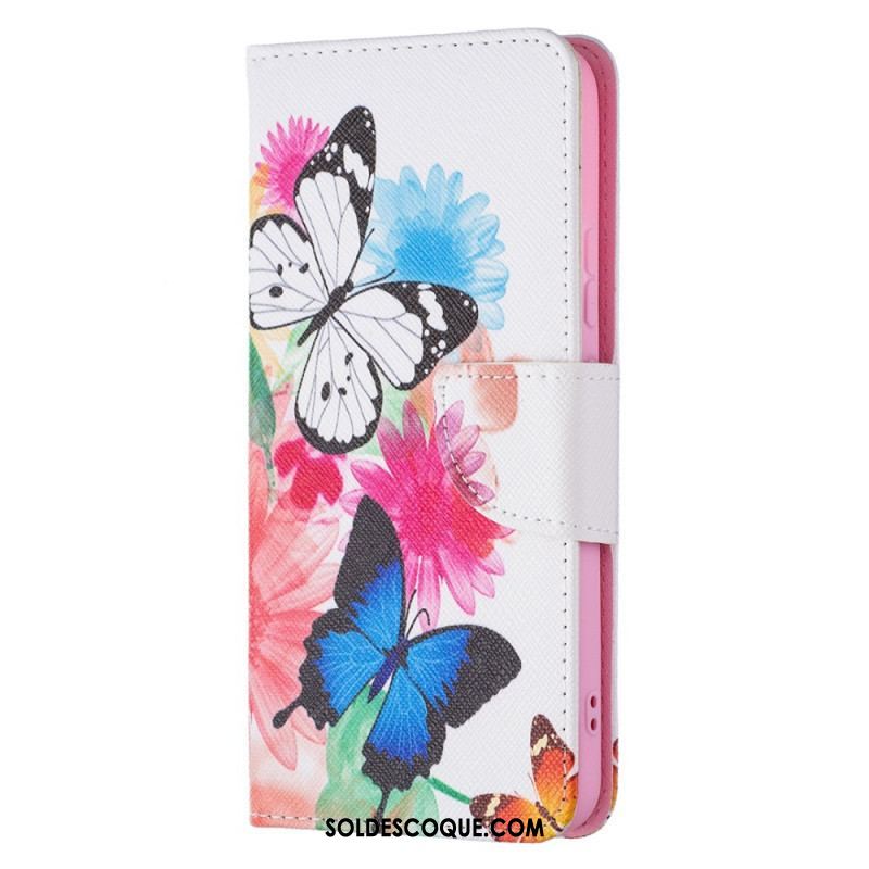 Housse Samsung Galaxy S22 Plus 5G Papillons et Fleurs Peints