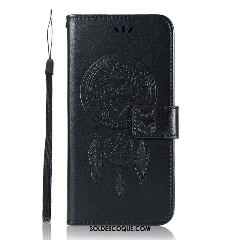 Housse Samsung Galaxy S22 Ultra 5G Effet Cuir Attrape Rêves Hibou