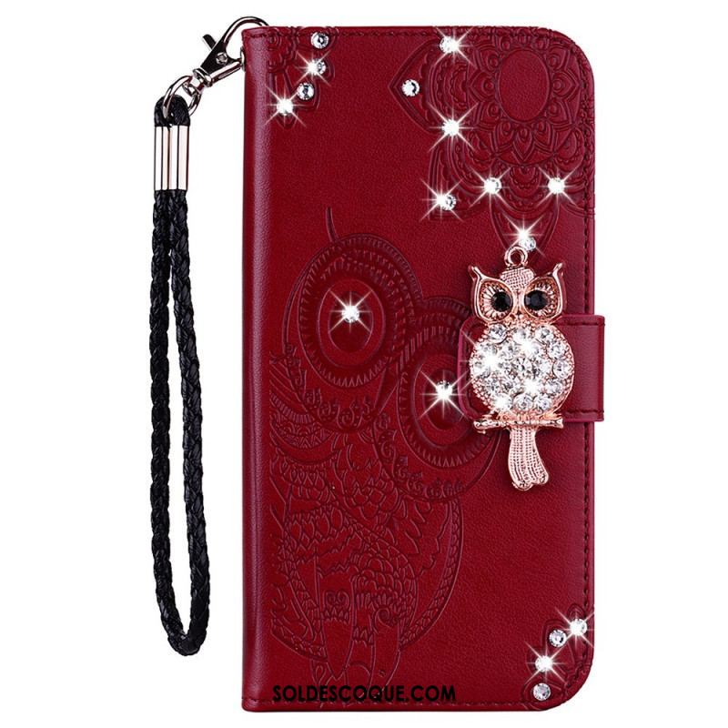 Housse Samsung Galaxy S22 Ultra 5G Hibou Mandala et Breloque