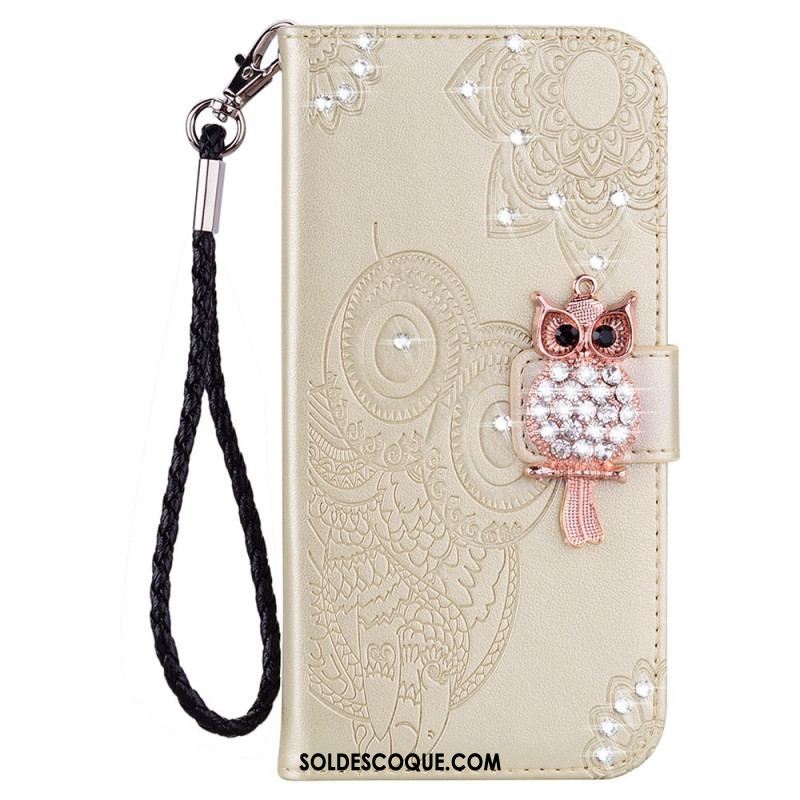 Housse Samsung Galaxy S22 Ultra 5G Hibou Mandala et Breloque