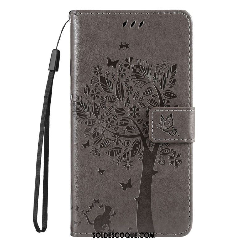 Housse Samsung Galaxy S23 5G Arbre au Chat avec Lanière
