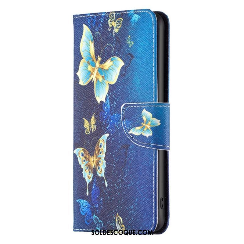 Housse Samsung Galaxy S23 5G Papillons Dorés